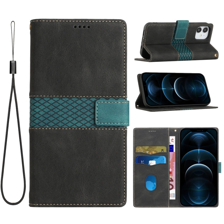 Grid Stitching Leather Phone Case with Lanyard, For iPhone 12 mini, For iPhone 11 Pro Max, For iPhone 11, For iPhone 11 Pro, For iPhone XS / X, For iPhone XR