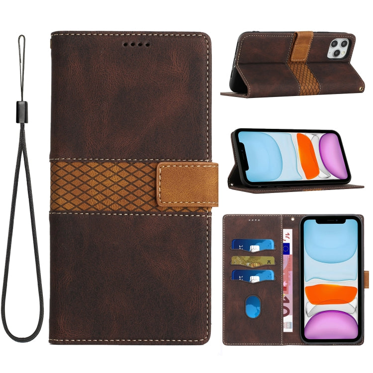 Grid Stitching Leather Phone Case with Lanyard, For iPhone 12 mini, For iPhone 11 Pro Max, For iPhone 11, For iPhone 11 Pro, For iPhone XS / X, For iPhone XR