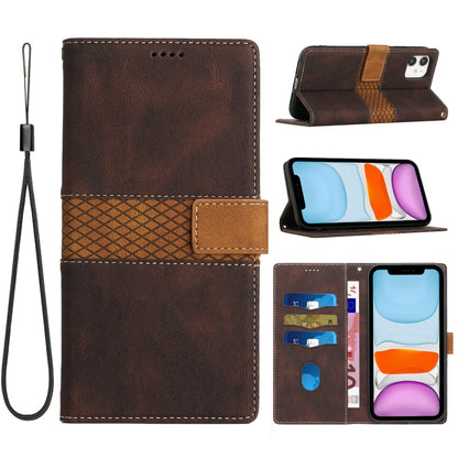 Grid Stitching Leather Phone Case with Lanyard, For iPhone 12 mini, For iPhone 11 Pro Max, For iPhone 11, For iPhone 11 Pro, For iPhone XS / X, For iPhone XR