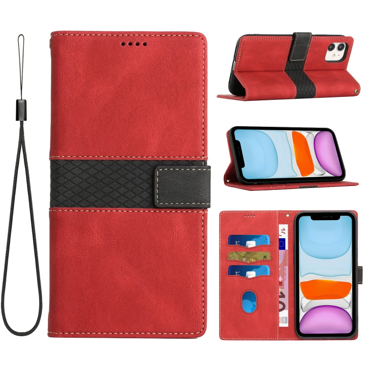 Grid Stitching Leather Phone Case with Lanyard, For iPhone 12 mini, For iPhone 11 Pro Max, For iPhone 11, For iPhone 11 Pro, For iPhone XS / X, For iPhone XR