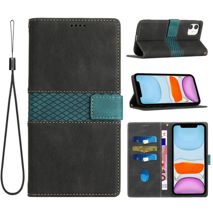 Grid Stitching Leather Phone Case with Lanyard, For iPhone 12 mini, For iPhone 11 Pro Max, For iPhone 11, For iPhone 11 Pro, For iPhone XS / X, For iPhone XR