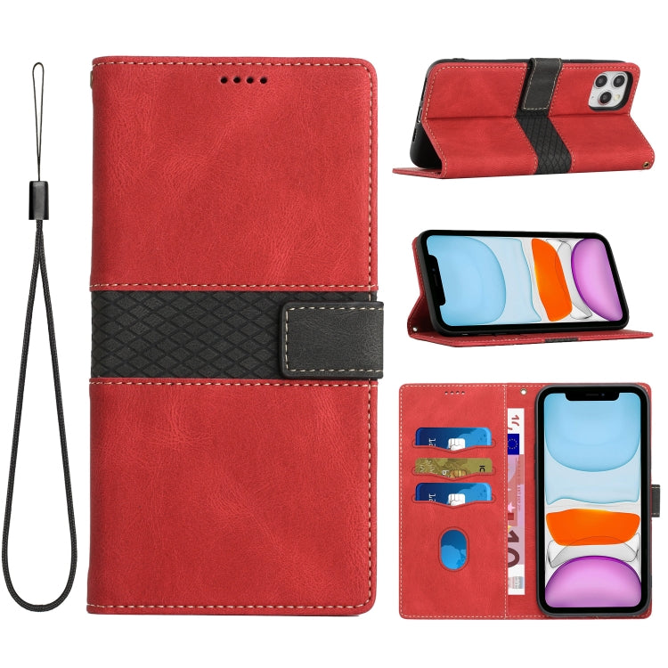 Grid Stitching Leather Phone Case with Lanyard, For iPhone 12 mini, For iPhone 11 Pro Max, For iPhone 11, For iPhone 11 Pro, For iPhone XS / X, For iPhone XR