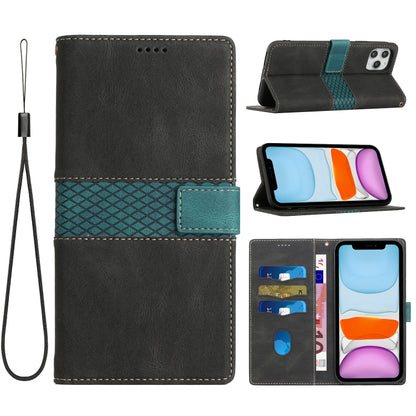 Grid Stitching Leather Phone Case with Lanyard, For iPhone 12 mini, For iPhone 11 Pro Max, For iPhone 11, For iPhone 11 Pro, For iPhone XS / X, For iPhone XR