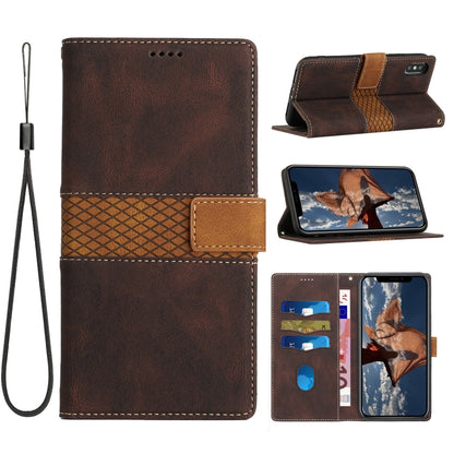 Grid Stitching Leather Phone Case with Lanyard, For iPhone 12 mini, For iPhone 11 Pro Max, For iPhone 11, For iPhone 11 Pro, For iPhone XS / X, For iPhone XR