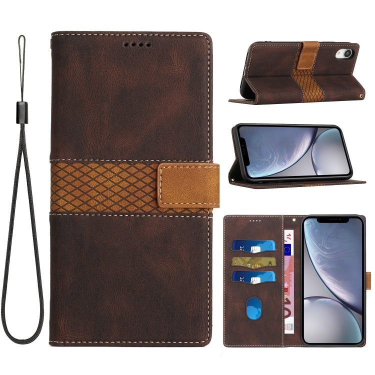 Grid Stitching Leather Phone Case with Lanyard, For iPhone 12 mini, For iPhone 11 Pro Max, For iPhone 11, For iPhone 11 Pro, For iPhone XS / X, For iPhone XR