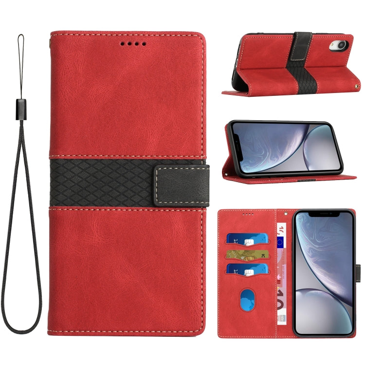 Grid Stitching Leather Phone Case with Lanyard, For iPhone 12 mini, For iPhone 11 Pro Max, For iPhone 11, For iPhone 11 Pro, For iPhone XS / X, For iPhone XR