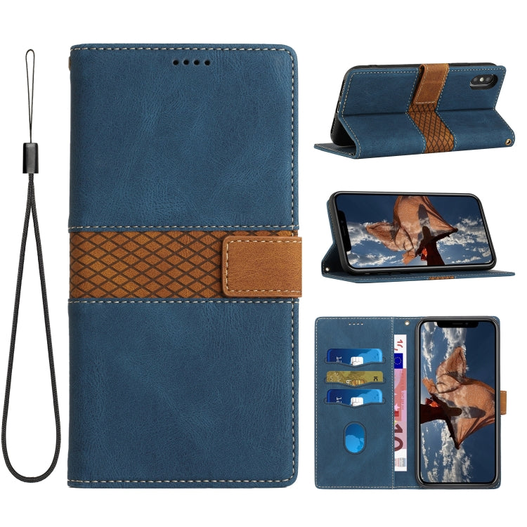 Grid Stitching Leather Phone Case with Lanyard, For iPhone XS Max, For iPhone 8 Plus / 7 Plus