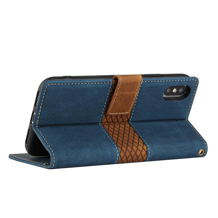Grid Stitching Leather Phone Case with Lanyard, For iPhone XS Max, For iPhone 8 Plus / 7 Plus