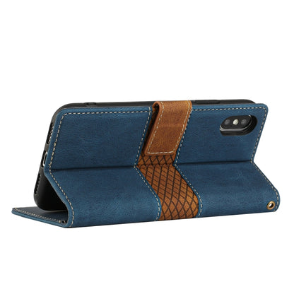 Grid Stitching Leather Phone Case with Lanyard, For iPhone XS Max, For iPhone 8 Plus / 7 Plus