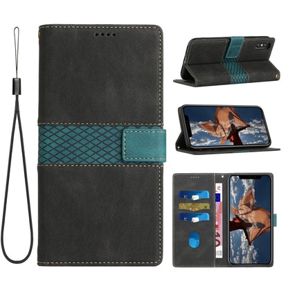 Grid Stitching Leather Phone Case with Lanyard, For iPhone XS Max, For iPhone 8 Plus / 7 Plus