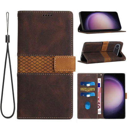Grid Stitching Leather Phone Case with Lanyard, For iPhone 17e / 16e, For iPhone 17 Pro Max, For iPhone 17 Pro, For iPhone 17, For iPhone Air, For iPhone 16 Pro Max
