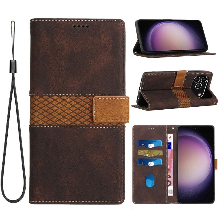 Grid Stitching Leather Phone Case with Lanyard, For iPhone 17e / 16e, For iPhone 17 Pro Max, For iPhone 17 Pro, For iPhone 17, For iPhone Air, For iPhone 16 Pro Max