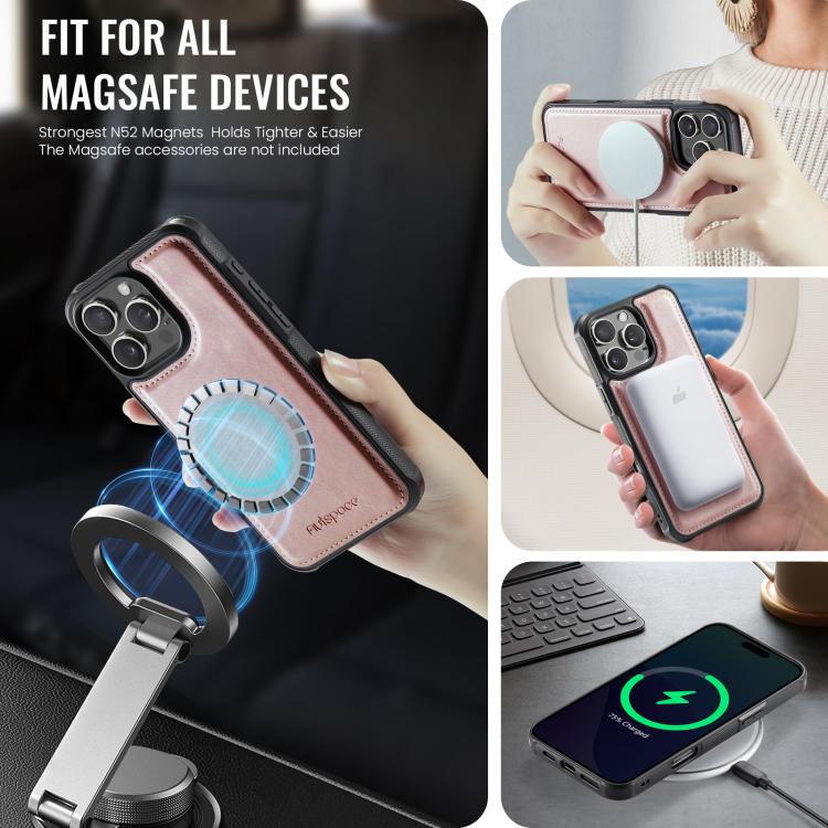 AutSpace A12 MagSafe Magnetic RFID Card Bag Phone Case, For iPhone 16 Pro Max, For iPhone 16 Pro, For iPhone 16 Plus, For iPhone 16