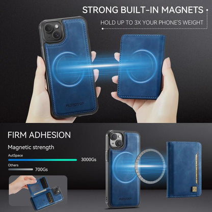AutSpace A13 MagSafe Magnetic RFID Flip Card Bag Phone Case, For iPhone 15 Plus, For iPhone 15, For iPhone 14 Plus, For iPhone 14