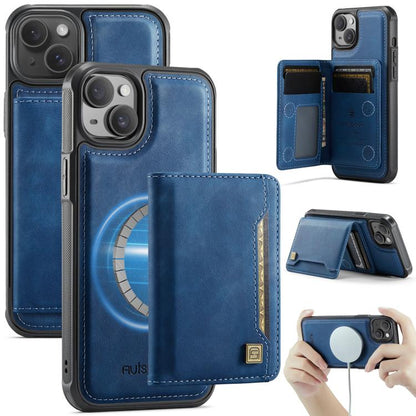 AutSpace A13 MagSafe Magnetic RFID Flip Card Bag Phone Case, For iPhone 15 Plus, For iPhone 15, For iPhone 14 Plus, For iPhone 14