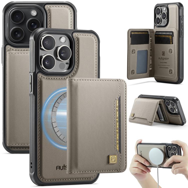 AutSpace A13 MagSafe Magnetic RFID Flip Card Bag Phone Case, For iPhone 14 Pro, For iPhone 14 Pro Max, For iPhone 13 Pro Max, For iPhone 13 Pro
