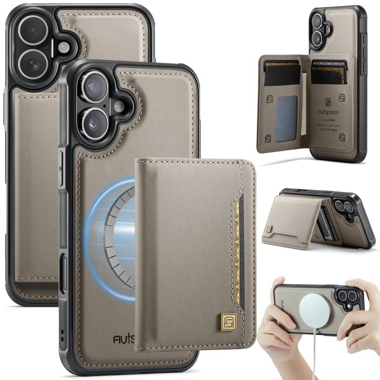 AutSpace A13 MagSafe Magnetic RFID Flip Card Bag Phone Case, For iPhone 17 Pro Max, For iPhone 17 Pro, For iPhone 17, For iPhone Air