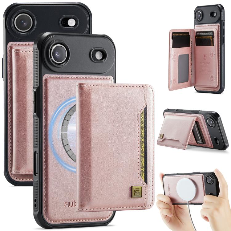 AutSpace A13 MagSafe Magnetic RFID Flip Card Bag Phone Case, For iPhone 17 Pro Max, For iPhone 17 Pro, For iPhone 17, For iPhone Air