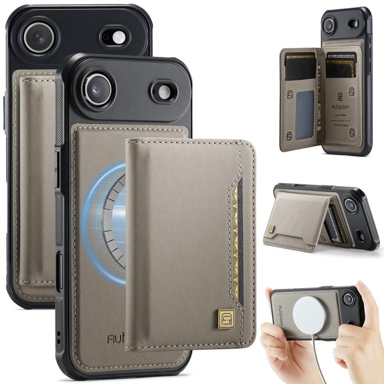 AutSpace A13 MagSafe Magnetic RFID Flip Card Bag Phone Case, For iPhone 17 Pro Max, For iPhone 17 Pro, For iPhone 17, For iPhone Air