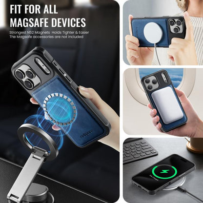 AutSpace A13 MagSafe Magnetic RFID Flip Card Bag Phone Case, For iPhone 17 Pro Max, For iPhone 17 Pro, For iPhone 17, For iPhone Air