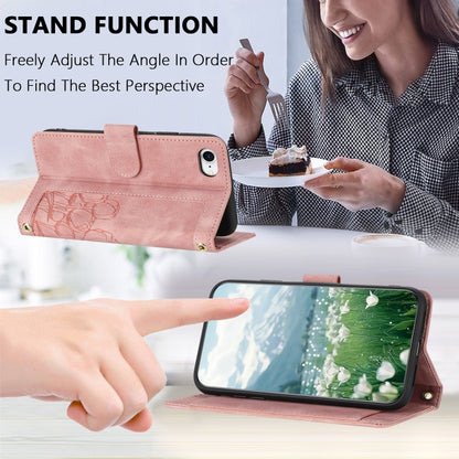 Tulips Embossed Leather Phone Case with Lanyard, For iPhone 17e / 16e, For iPhone 17 Pro Max, For iPhone 17 Pro, For iPhone 17