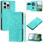 Tulips Embossed Leather Phone Case with Lanyard, For iPhone 16, For iPhone 15 Pro Max, For iPhone 15 Pro, For iPhone 15 Plus