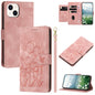 Tulips Embossed Leather Phone Case with Lanyard, For iPhone 15, For iPhone 14 Plus, For iPhone 14, For iPhone 14 Pro