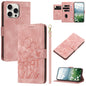 Tulips Embossed Leather Phone Case with Lanyard, For iPhone 15, For iPhone 14 Plus, For iPhone 14, For iPhone 14 Pro