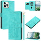 Tulips Embossed Leather Phone Case with Lanyard, For iPhone 13, For iPhone 13 mini, For iPhone 12 / 12 Pro, For iPhone 12 Pro Max