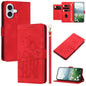 Tulips Embossed Leather Phone Case with Lanyard, For iPhone 17e / 16e, For iPhone 17 Pro Max, For iPhone 17 Pro, For iPhone 17