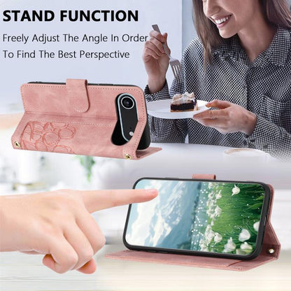 Tulips Embossed Leather Phone Case with Lanyard, For iPhone Air, For iPhone 16 Pro Max, For iPhone 16 Pro, For iPhone 16 Plus