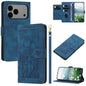 Tulips Embossed Leather Phone Case with Lanyard, For iPhone 17e / 16e, For iPhone 17 Pro Max, For iPhone 17 Pro, For iPhone 17