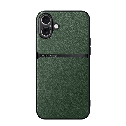 Litchi Leather Magnetic Full Coverage Shockproof Phone Case, For iPhone Air, For iPhone 16 Pro Max, For iPhone 16 Pro, For iPhone 16 Plus
