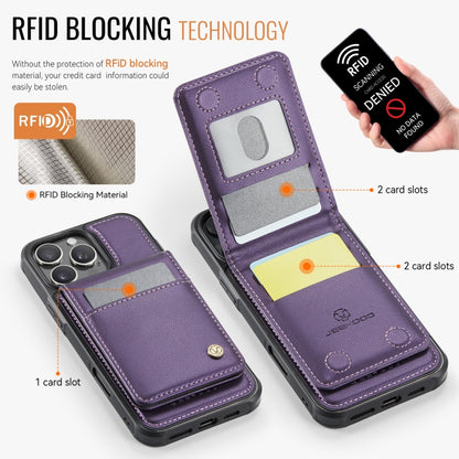 JEEHOOD J06 British Style RFID MagSafe Card Bag PU Phone Case, For iPhone 16 Pro, For iPhone 16 Plus, For iPhone 16, For iPhone 15 Pro Max