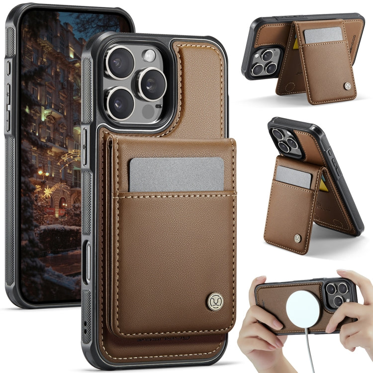 JEEHOOD J06 British Style RFID MagSafe Card Bag PU Phone Case, For iPhone 16 Pro, For iPhone 16 Plus, For iPhone 16, For iPhone 15 Pro Max