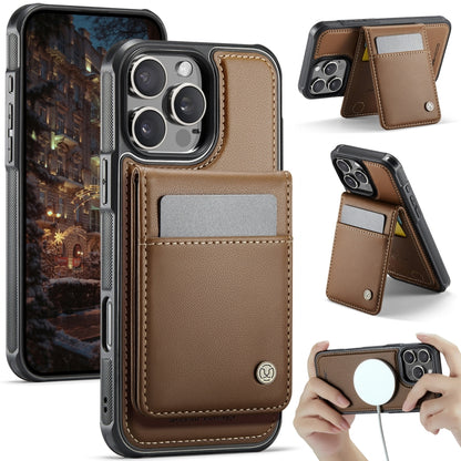 JEEHOOD J06 British Style RFID MagSafe Card Bag PU Phone Case, For iPhone 16 Pro, For iPhone 16 Plus, For iPhone 16, For iPhone 15 Pro Max