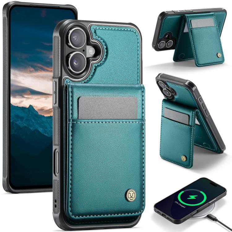 JEEHOOD J06 British Style RFID MagSafe Card Bag PU Phone Case, For iPhone 16 Pro, For iPhone 16 Plus, For iPhone 16, For iPhone 15 Pro Max