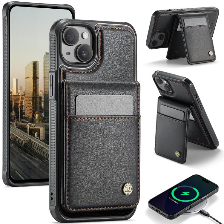 JEEHOOD J06 British Style RFID MagSafe Card Bag PU Phone Case, For iPhone 15 Pro, For iPhone 15 Plus, For iPhone 15, For iPhone 14 Plus