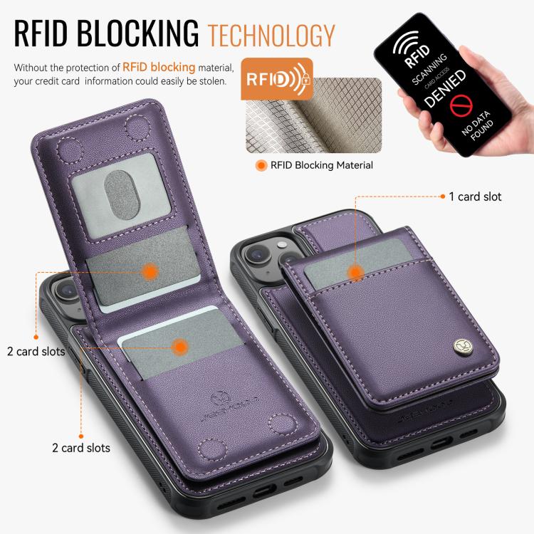 JEEHOOD J06 British Style RFID MagSafe Card Bag PU Phone Case, For iPhone 14, For iPhone 14 Pro, For iPhone 14 Pro Max, For iPhone SE 2022 / SE 2020 / 8