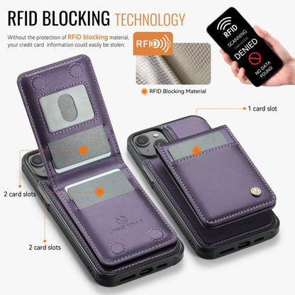 JEEHOOD J06 British Style RFID MagSafe Card Bag PU Phone Case, For iPhone 14, For iPhone 14 Pro, For iPhone 14 Pro Max, For iPhone SE 2022 / SE 2020 / 8