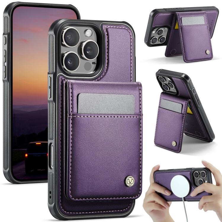 JEEHOOD J06 British Style RFID MagSafe Card Bag PU Phone Case, For iPhone 16 Pro, For iPhone 16 Plus, For iPhone 16, For iPhone 15 Pro Max