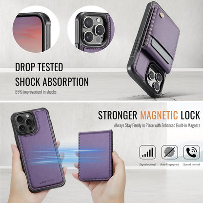 JEEHOOD J06 British Style RFID MagSafe Card Bag PU Phone Case, For iPhone 15 Pro, For iPhone 15 Plus, For iPhone 15, For iPhone 14 Plus
