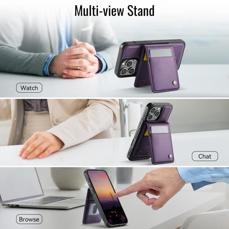 JEEHOOD J06 British Style RFID MagSafe Card Bag PU Phone Case, For iPhone 15 Pro, For iPhone 15 Plus, For iPhone 15, For iPhone 14 Plus