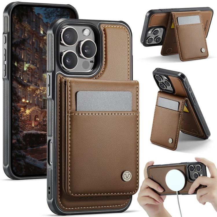 JEEHOOD J06 British Style RFID MagSafe Card Bag PU Phone Case, For iPhone 15 Pro, For iPhone 15 Plus, For iPhone 15, For iPhone 14 Plus