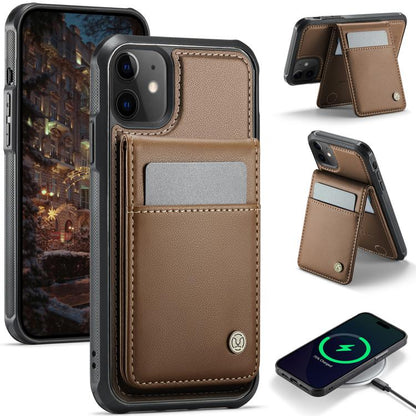 JEEHOOD J06 British Style RFID MagSafe Card Bag PU Phone Case, For iPhone 13 Pro Max, For iPhone 13 Pro, For iPhone 13, For iPhone 12 / 12 Pro