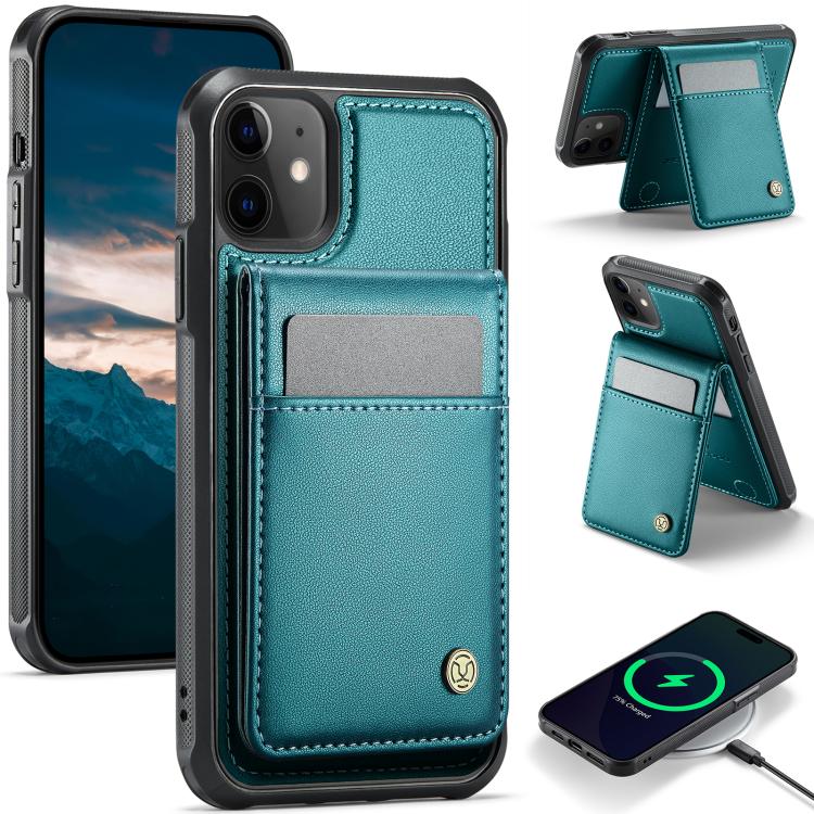 JEEHOOD J06 British Style RFID MagSafe Card Bag PU Phone Case, For iPhone 13 Pro Max, For iPhone 13 Pro, For iPhone 13, For iPhone 12 / 12 Pro