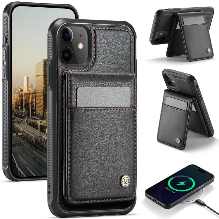 JEEHOOD J06 British Style RFID MagSafe Card Bag PU Phone Case, For iPhone 13 Pro Max, For iPhone 13 Pro, For iPhone 13, For iPhone 12 / 12 Pro