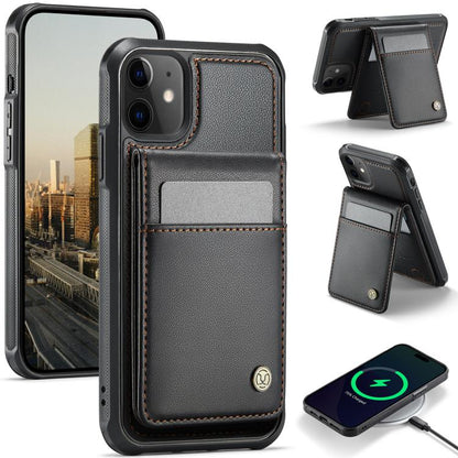 JEEHOOD J06 British Style RFID MagSafe Card Bag PU Phone Case, For iPhone 13 Pro Max, For iPhone 13 Pro, For iPhone 13, For iPhone 12 / 12 Pro