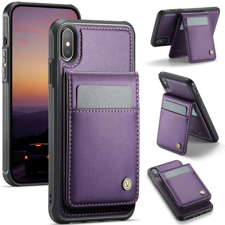 JEEHOOD J06 British Style RFID MagSafe Card Bag PU Phone Case, For iPhone X / XS, For iPhone XS Max, For iPhone 8 Plus / 7 Plus