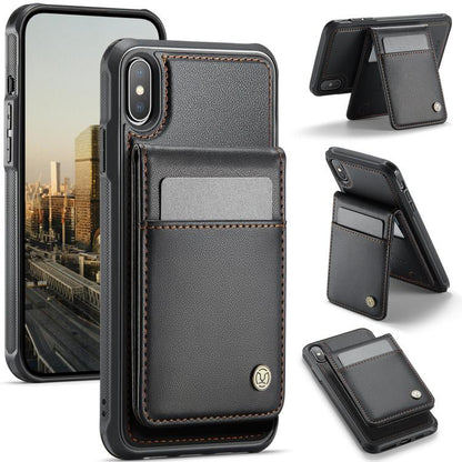JEEHOOD J06 British Style RFID MagSafe Card Bag PU Phone Case, For iPhone X / XS, For iPhone XS Max, For iPhone 8 Plus / 7 Plus